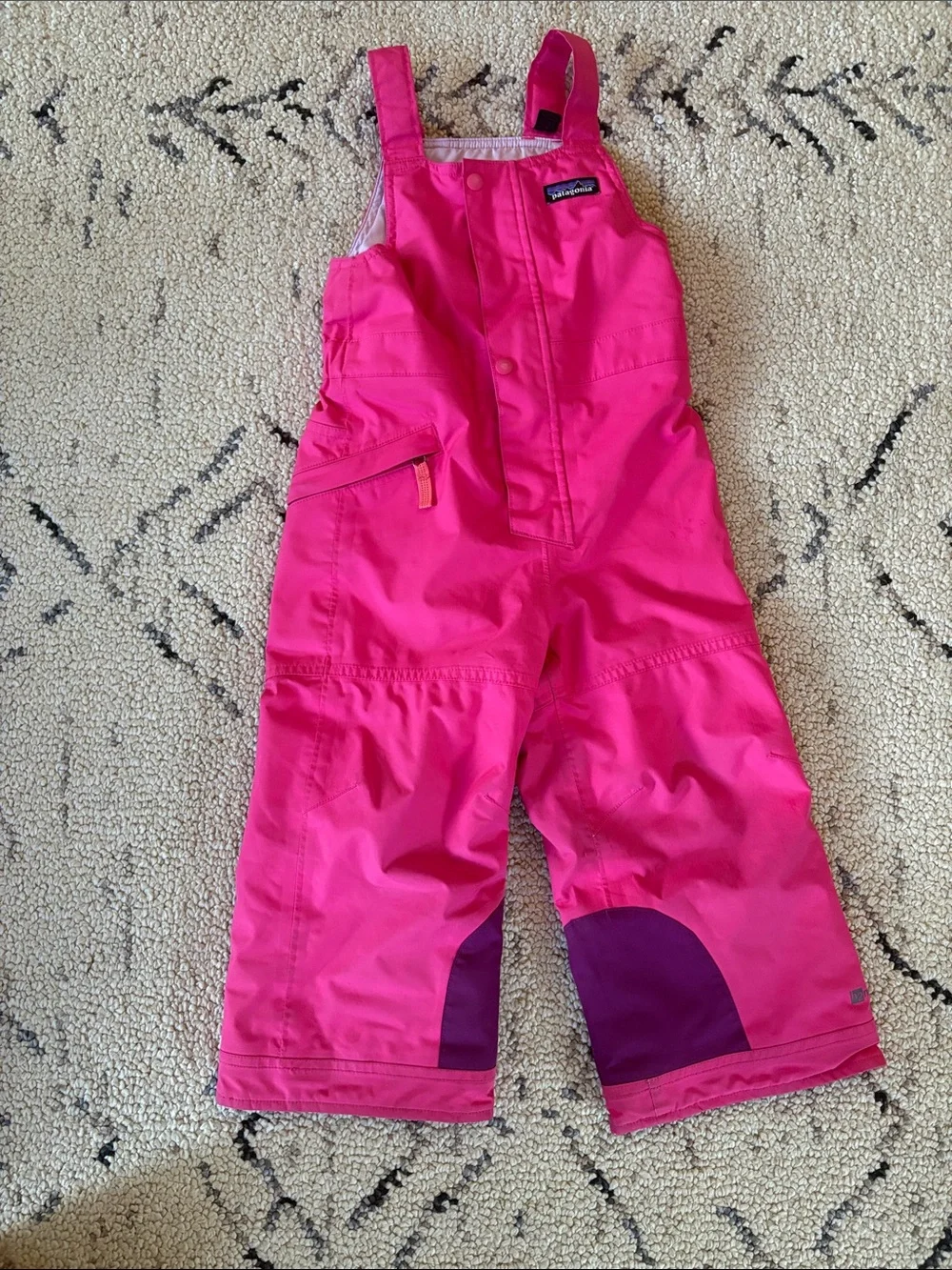 Patagonia Bright Pink Kids Snow Overalls 3T